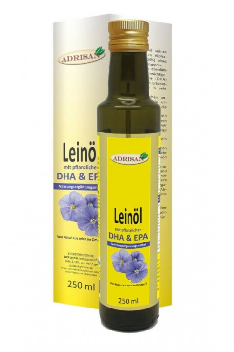 Leinöl - Omega 3 - DHA & EPA - Vegan - Adrisan